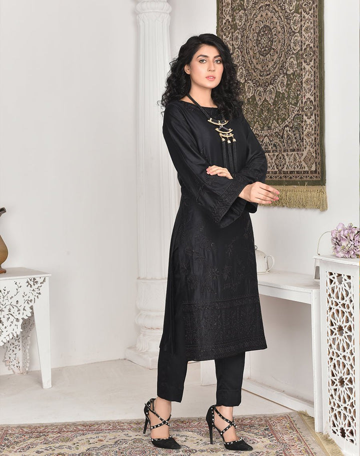 Hemstitch- Black Linen - 2 Piece