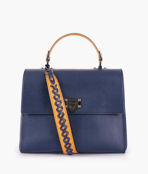 RTW - Blue flap-over top-handle bag