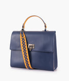 RTW - Blue flap-over top-handle bag