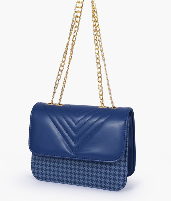 RTW - Blue houndstooth chain cross-body bag