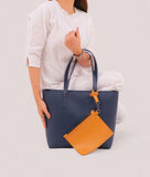 RTW - Blue tote bag with detachable pouch