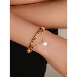 Shein- Heart Charm Rhinestone Detail Bracelet