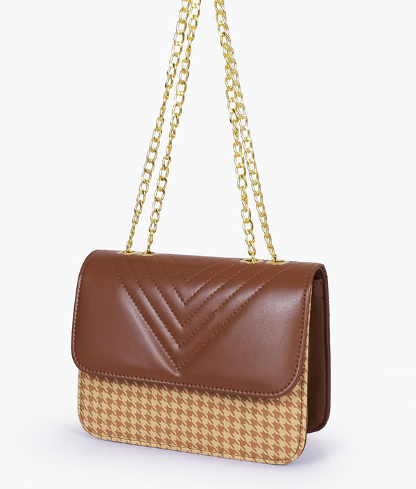 RTW - Brown houndstooth chain cross-body bag