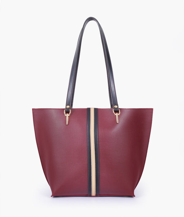 RTW - Burgundy centre-stripe tote bag