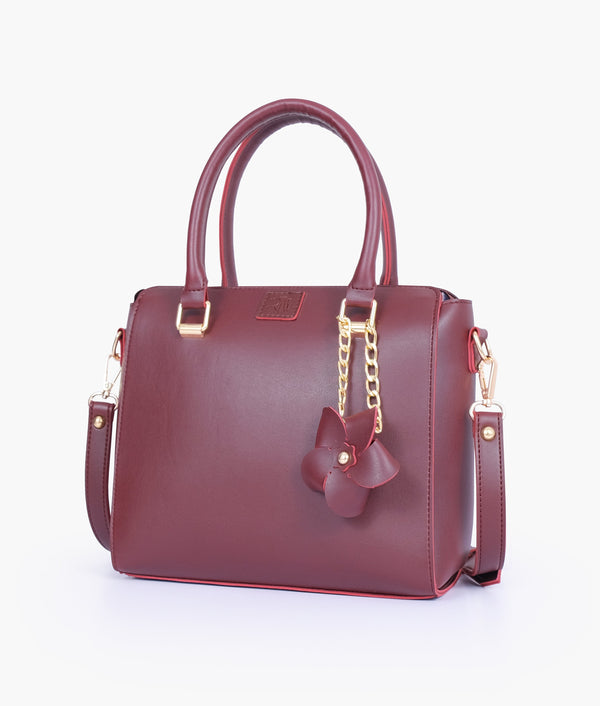 RTW - Burgundy handbag with flower charm