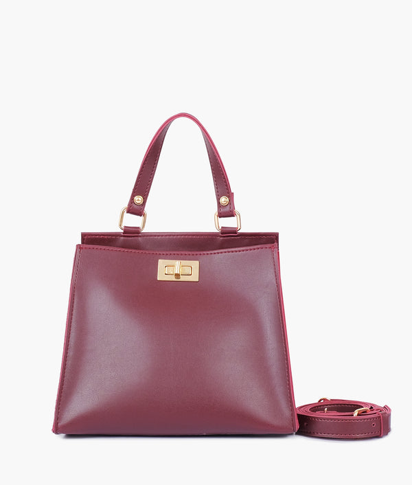 RTW - Burgundy suede front lock top-handle mini bag