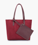 RTW - Burgundy suede tote bag with detachable pouch