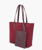 RTW - Burgundy suede tote bag with detachable pouch