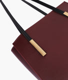 RTW - Burgundy and black zipper shoulder bag with long handle