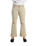 Ignite- Beige Basic Boot-cut Stretch Pants (PLAZO) for Women