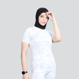 Flush Fashion -Women's Camo Activewear Breathable T-Shirts - White