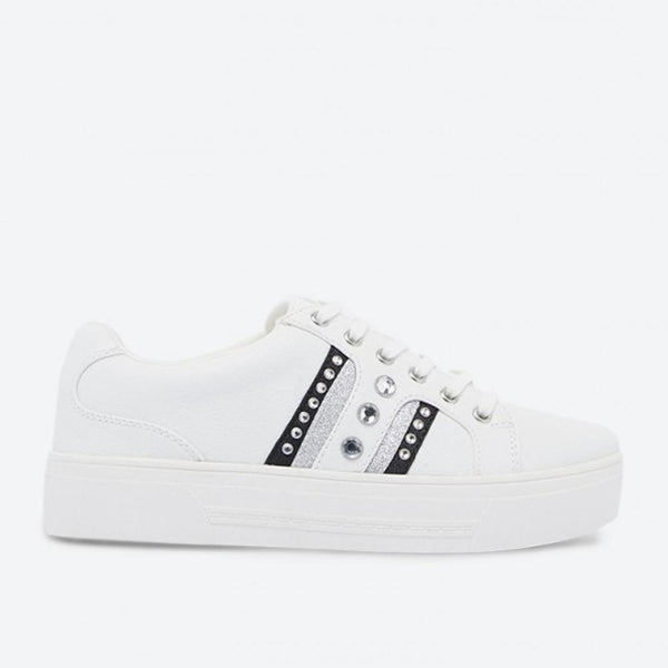 Call It Spring- Perfekt Embellished Lace Up Sneakers - White