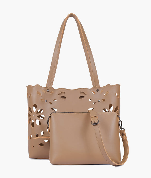 RTW - Coffee two-piece floral tote