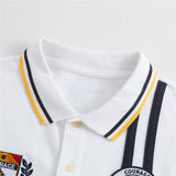 Giordano- 3D Lion Multi-Color Embroidery Polo- White-Navy