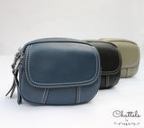 Chattels by M Keva Mini Leather Crossbody bag- Blue