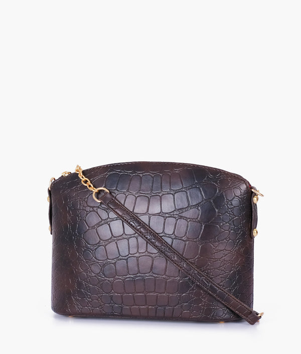 RTW - Dark brown crocodile with chain strap cross-body bag