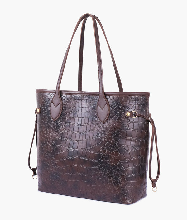 RTW - Dark brown crocodile neverfull tote bag