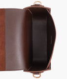 RTW - Dark brown suede saddle bag with twist lock