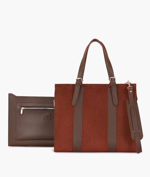 RTW - Dark brown suede laptop bag with sleeve