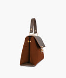 RTW - Dark brown suede mini top-handle bag