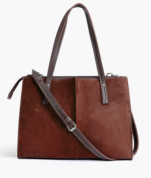 RTW - Dark brown suede work tote bag