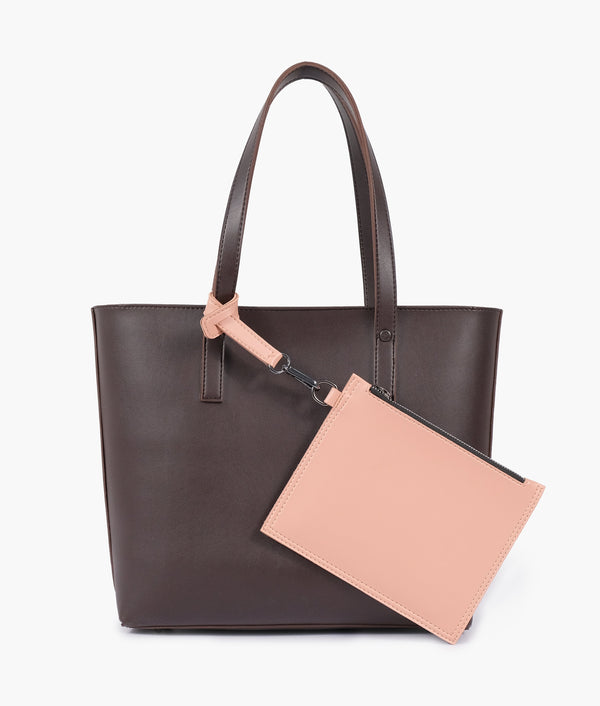 RTW - Dark brown tote bag with detachable pouch