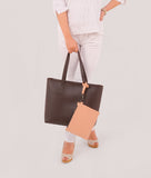 RTW - Dark brown tote bag with detachable pouch