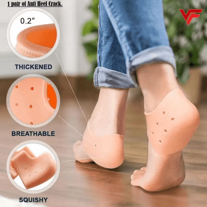 Silicone gel heel pad socks for pain relief and anti crack