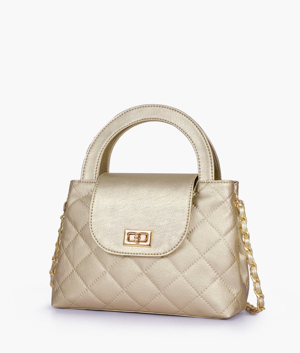 RTW - Golden flap quilted bag with top handle