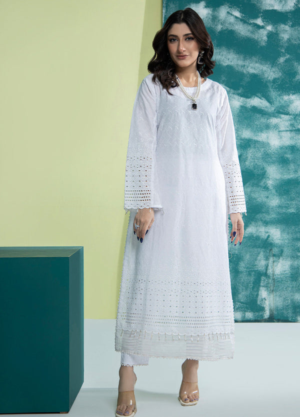 Jaza By Schick Schiffli Embroidered Cotton Shirt & Trouser Unstitched Suit S24SSEC-02