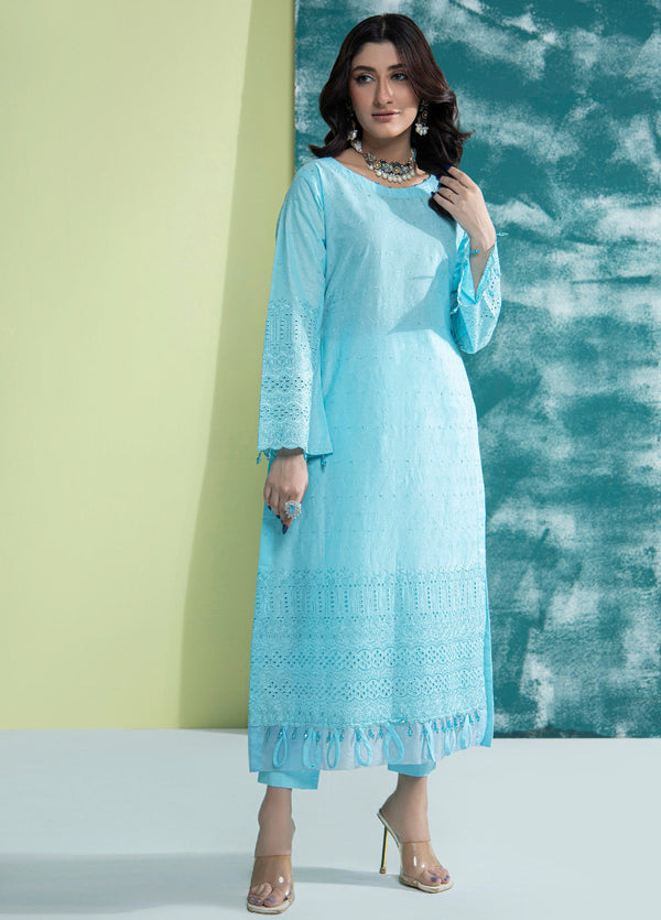 Jaza By Schick Schiffli Embroidered Cotton Shirt & Trouser Unstitched Suit S24SSEC-04