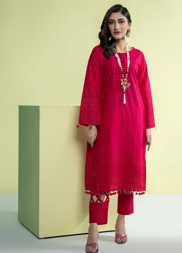 Jaza By Schick Schiffli Embroidered Cotton Shirt & Trouser Unstitched Suit S24SSEC-09