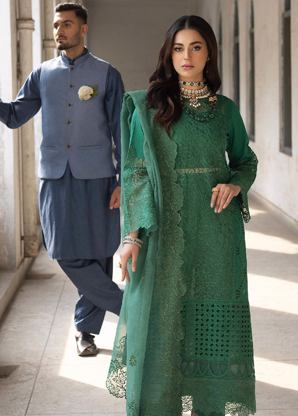 Mahrukh By Mahnur Luxury Lawn 3 Piece Unstitched Suit M24MLL-EMERALD