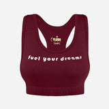 Flush Fashion- Women's Seamless Sports Bra, Support for Yoga Gym - Maroon