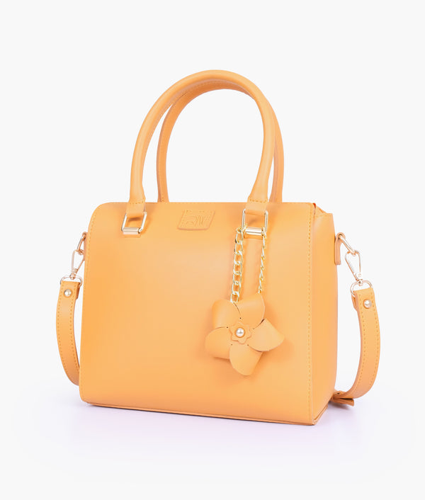 RTW - Mustard handbag with flower charm