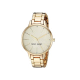 Nine West- Womens Gold-Tone Crystal Accented Wristwatch,NW/2098CHGB