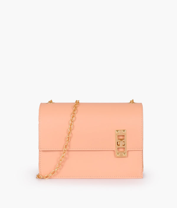 RTW - Peach chain shoulder bag with twist lock