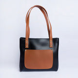 Shein - Front Pocket Tote Bag- Black/Brown