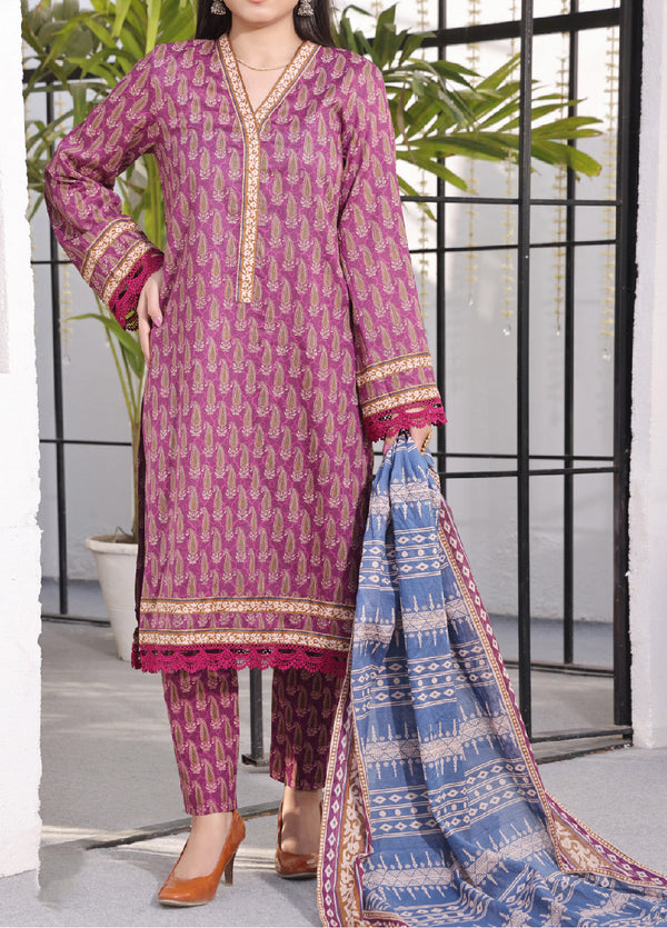 signature By VS Textile Printed Lawn 3 Piece Unstitched Suit VST24PL-340