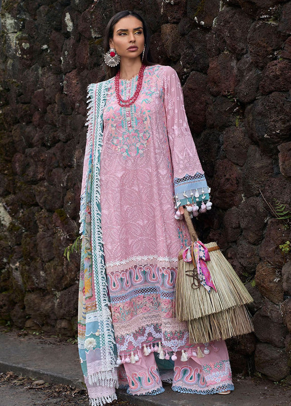 Zoha By Ansab Jahangir Luxury Embroidered Lawn 3 Piece Unstitched Suit AJ24ZLL-05 Peony