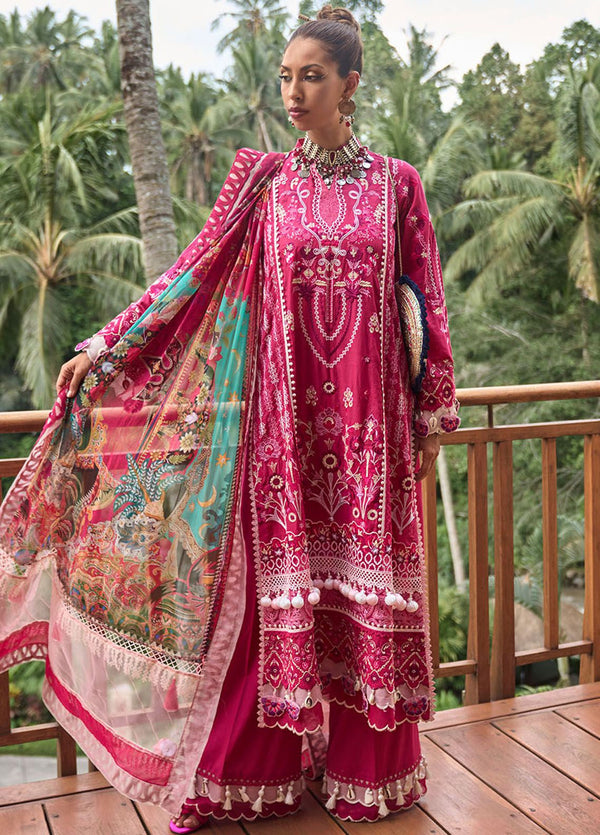 Zoha By Ansab Jahangir Luxury Embroidered Lawn 3 Piece Unstitched Suit AJ24ZLL-09 Champaca